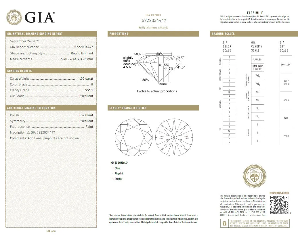 Beauvince GIA HVVS1 Certified 1.00 Ct Round Solitaire Diamond Pendant