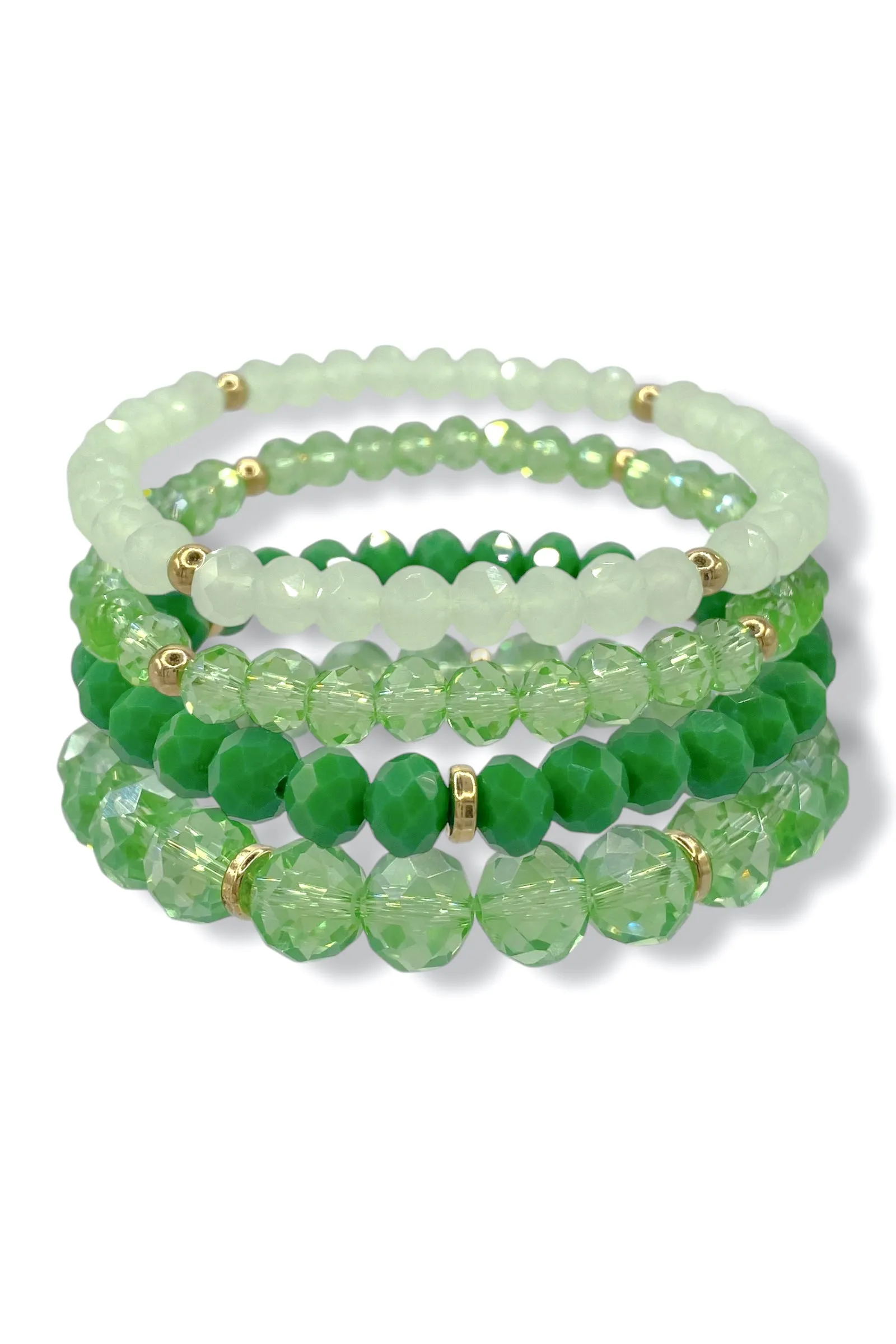 Being Honest Peridot Glass Beaded Bracelet Set