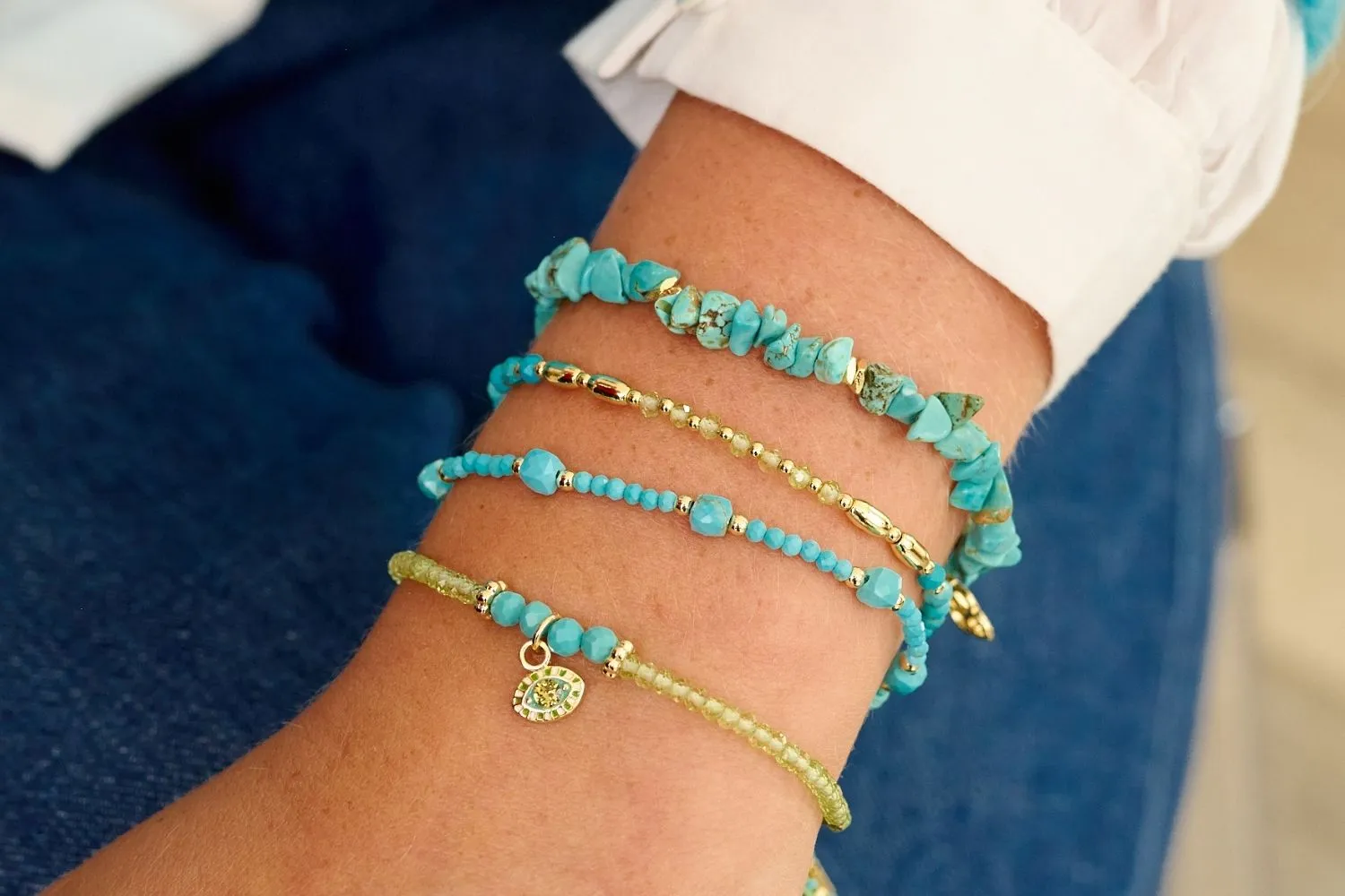 Bisbee Peridot & Turquoise Gold Bracelet
