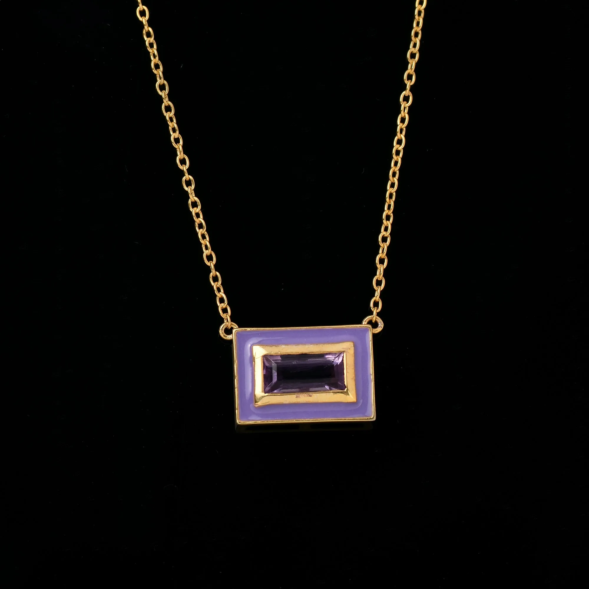 Blue Amethyst Enamel Chain Necklace