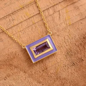 Blue Amethyst Enamel Chain Necklace