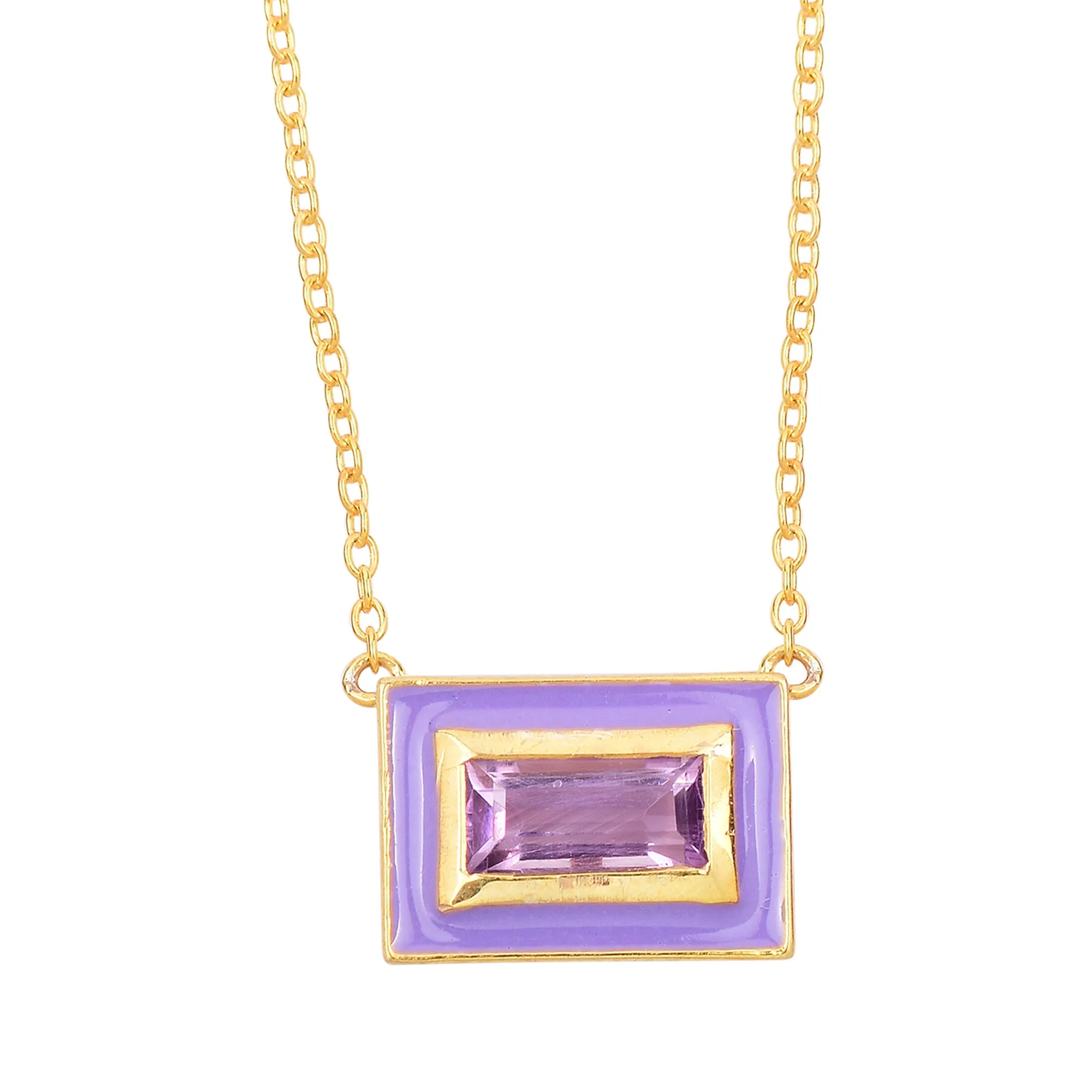 Blue Amethyst Enamel Chain Necklace