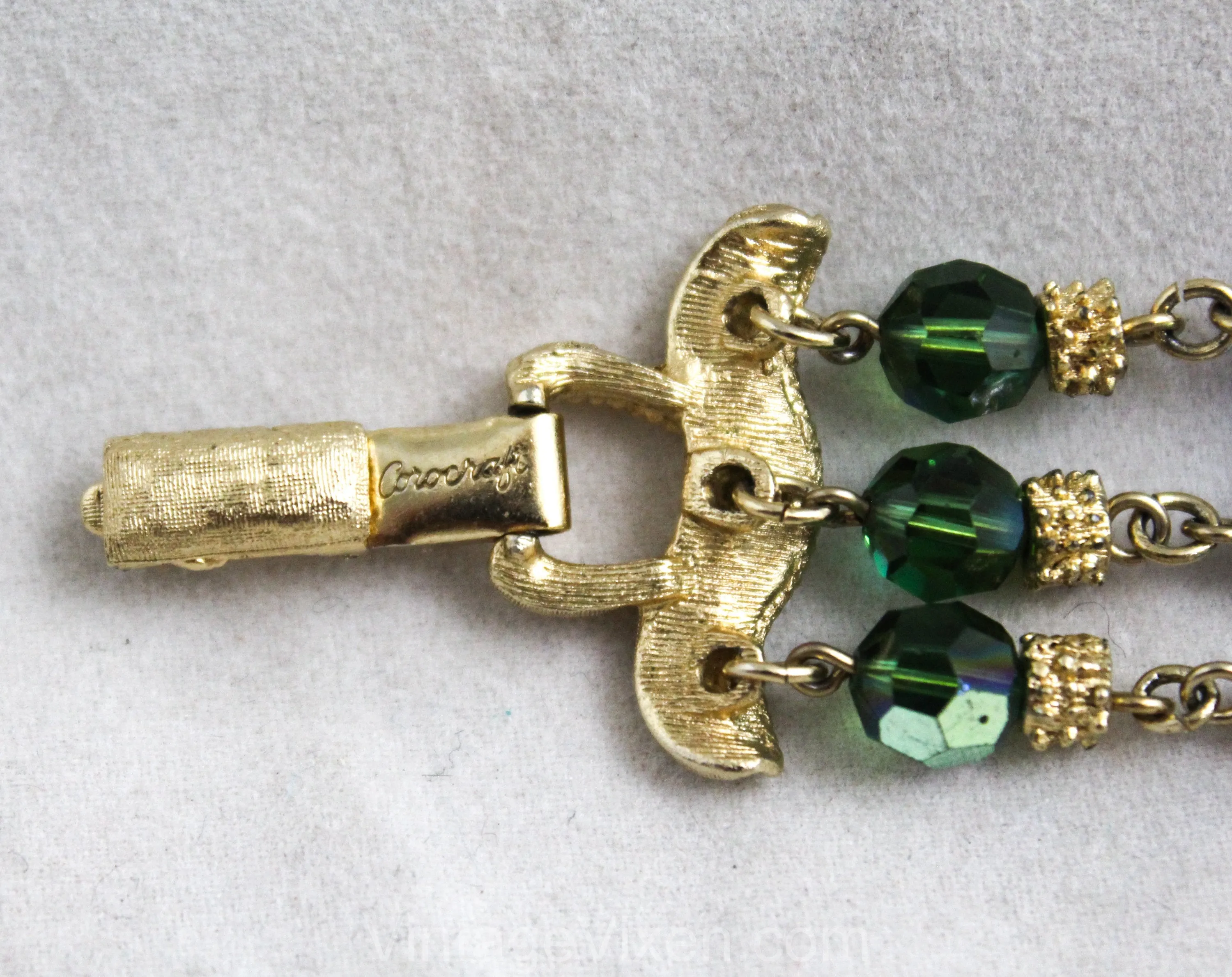 Blue & Green Beaded Glass Bracelet - Triple Strands - Gorgeous 1950s 1960s Jewelry by Corocraft - Sapphire Peridot Aurora Borealis - 50450