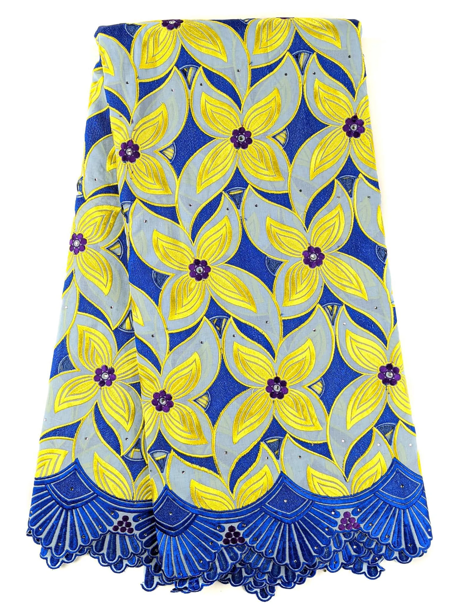 Blue & Yellow Unique Cotton Lace