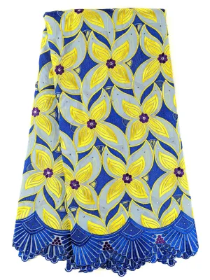 Blue & Yellow Unique Cotton Lace