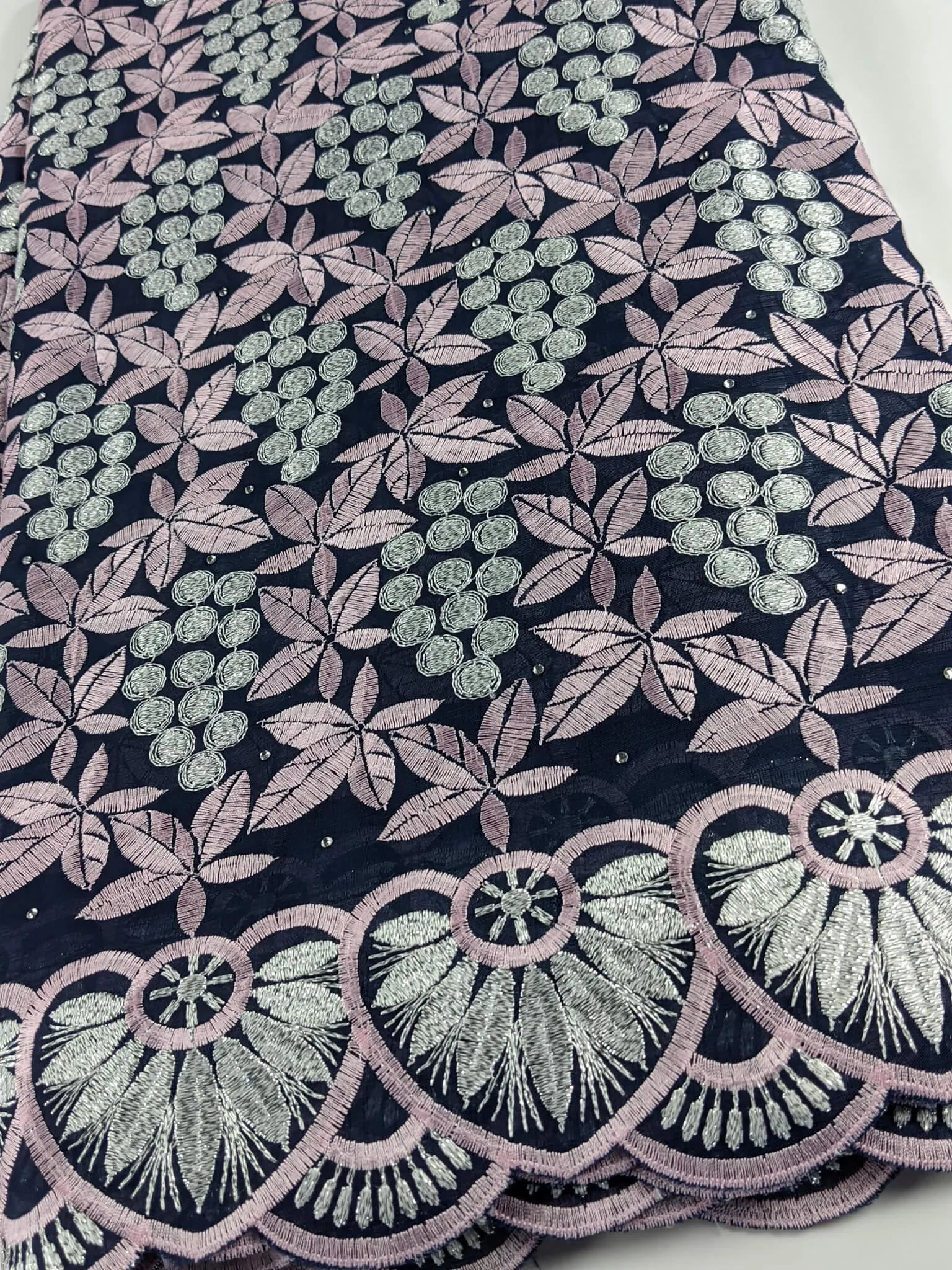 Blue, Pink & Silver Unique Voile Lace