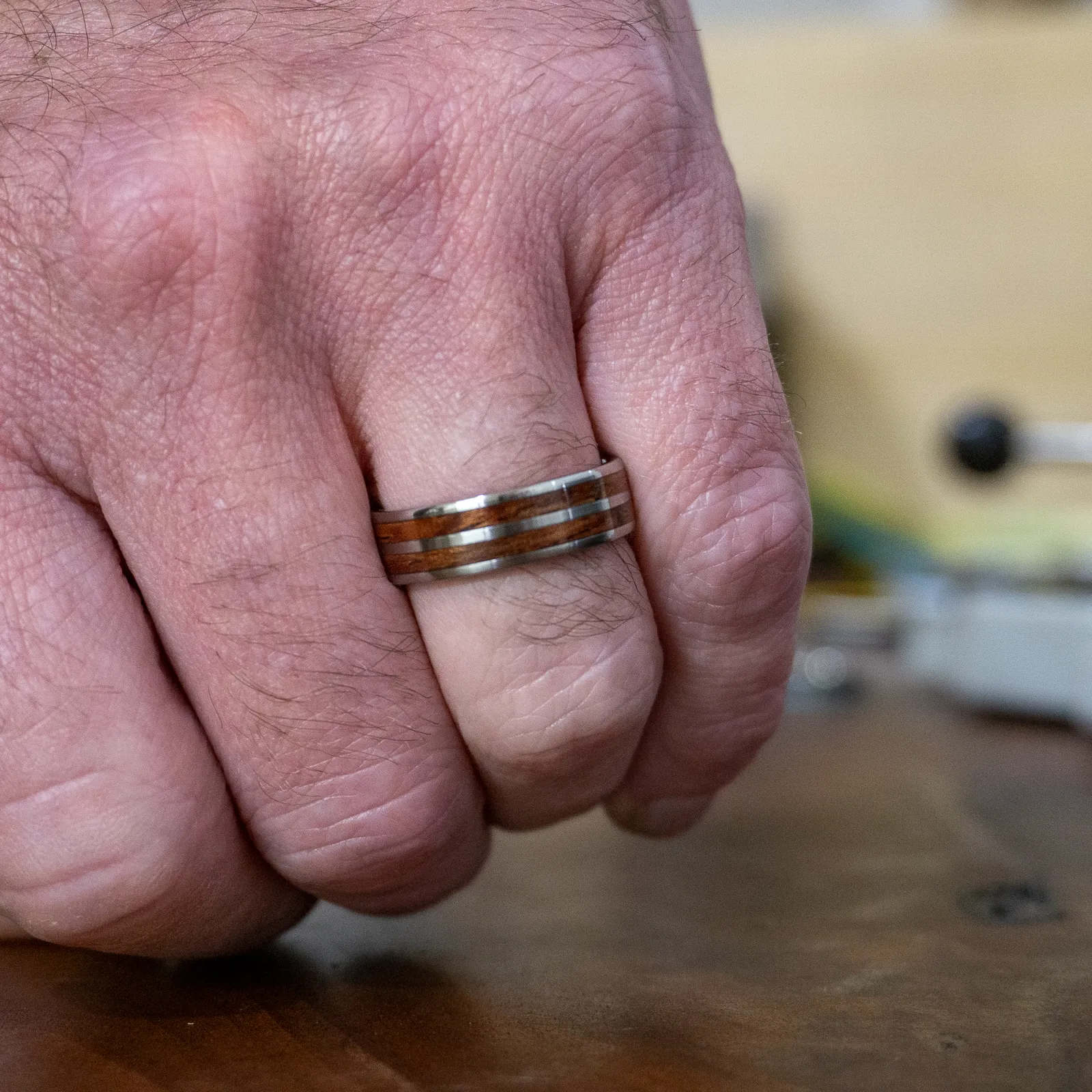 Bubinga wood double inlay ring