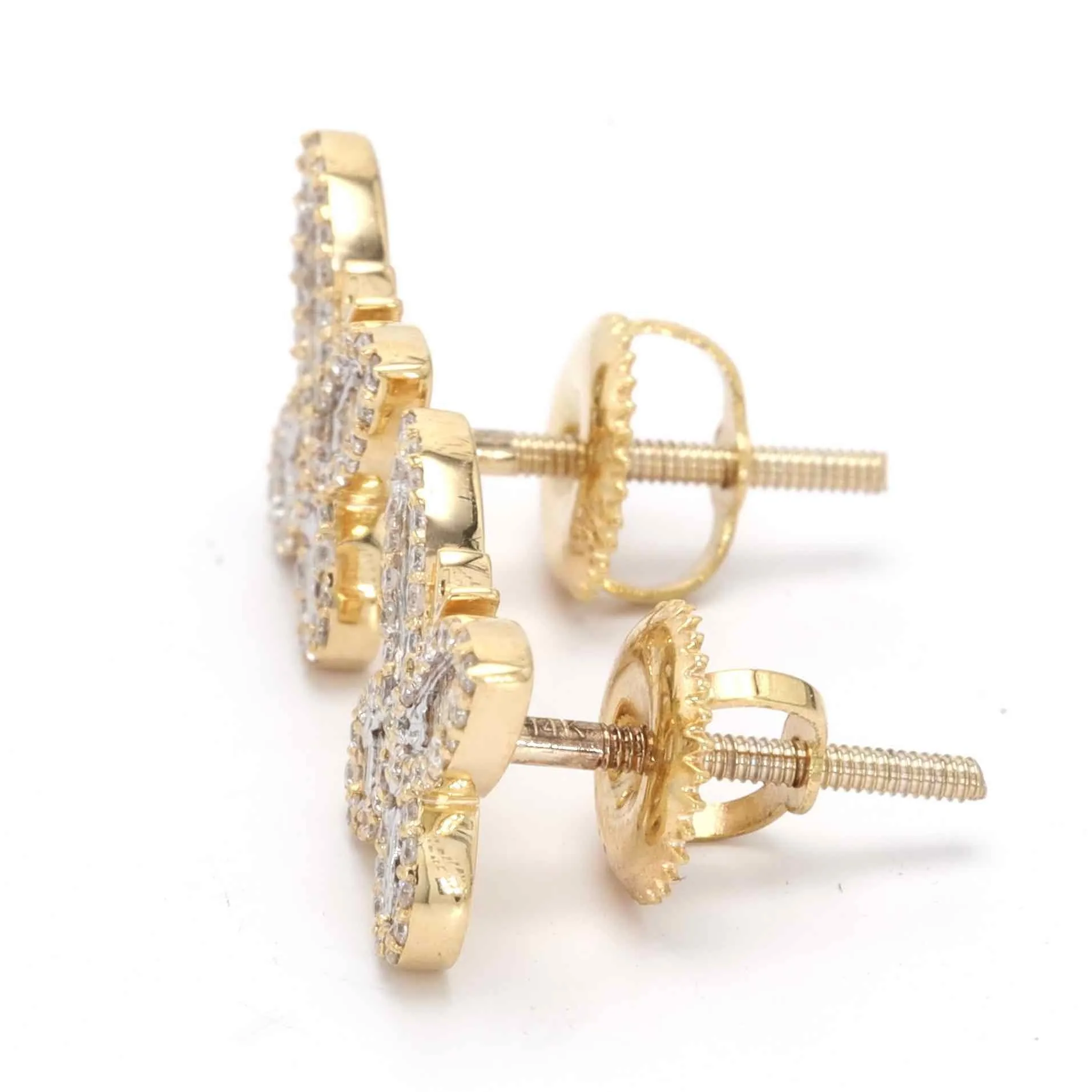 Butterfly Baguette Diamond Earrings Solid 14K Gold