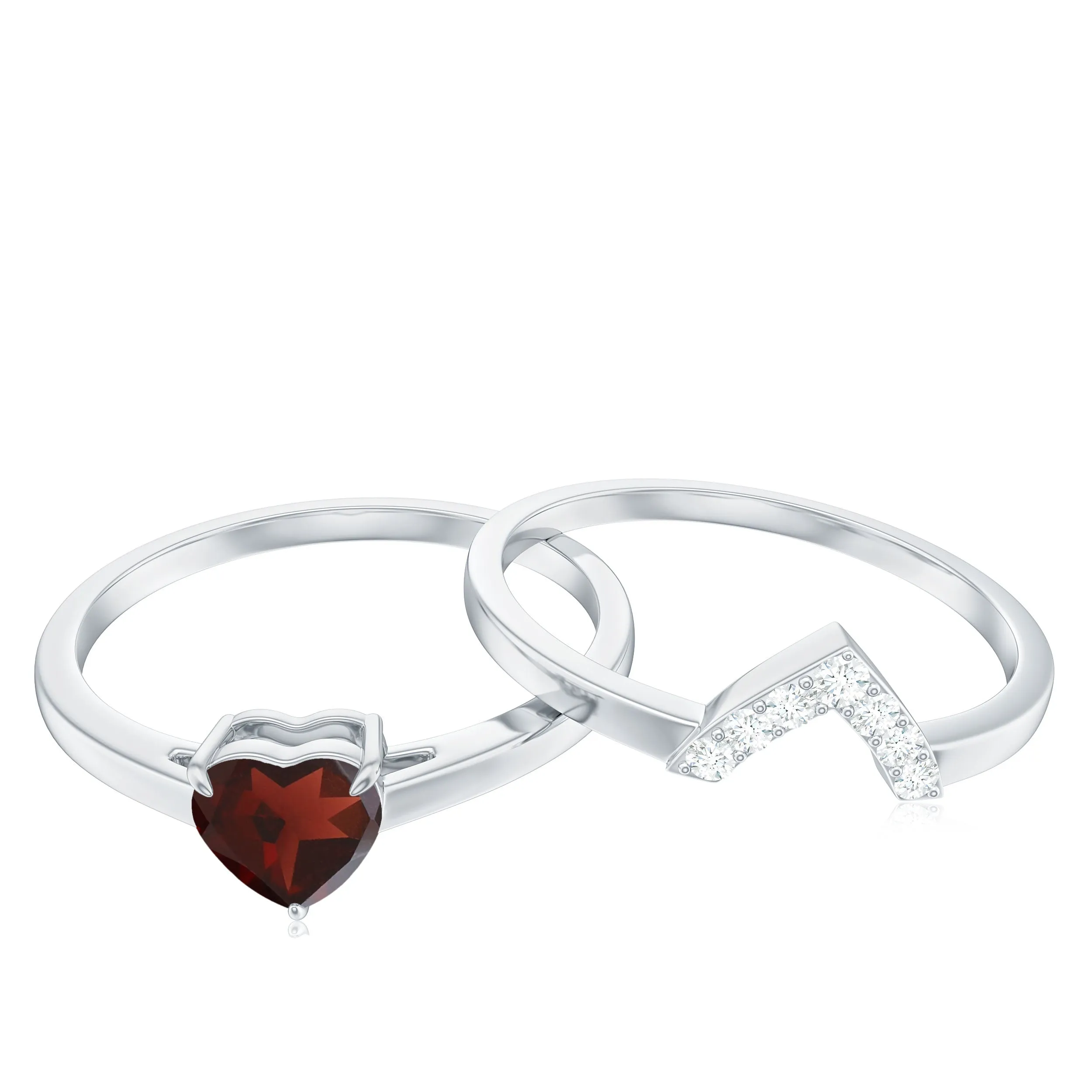 Certified Garnet and Diamond Ring Set