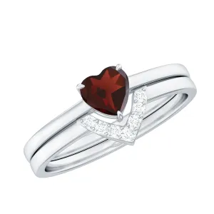 Certified Garnet and Diamond Ring Set