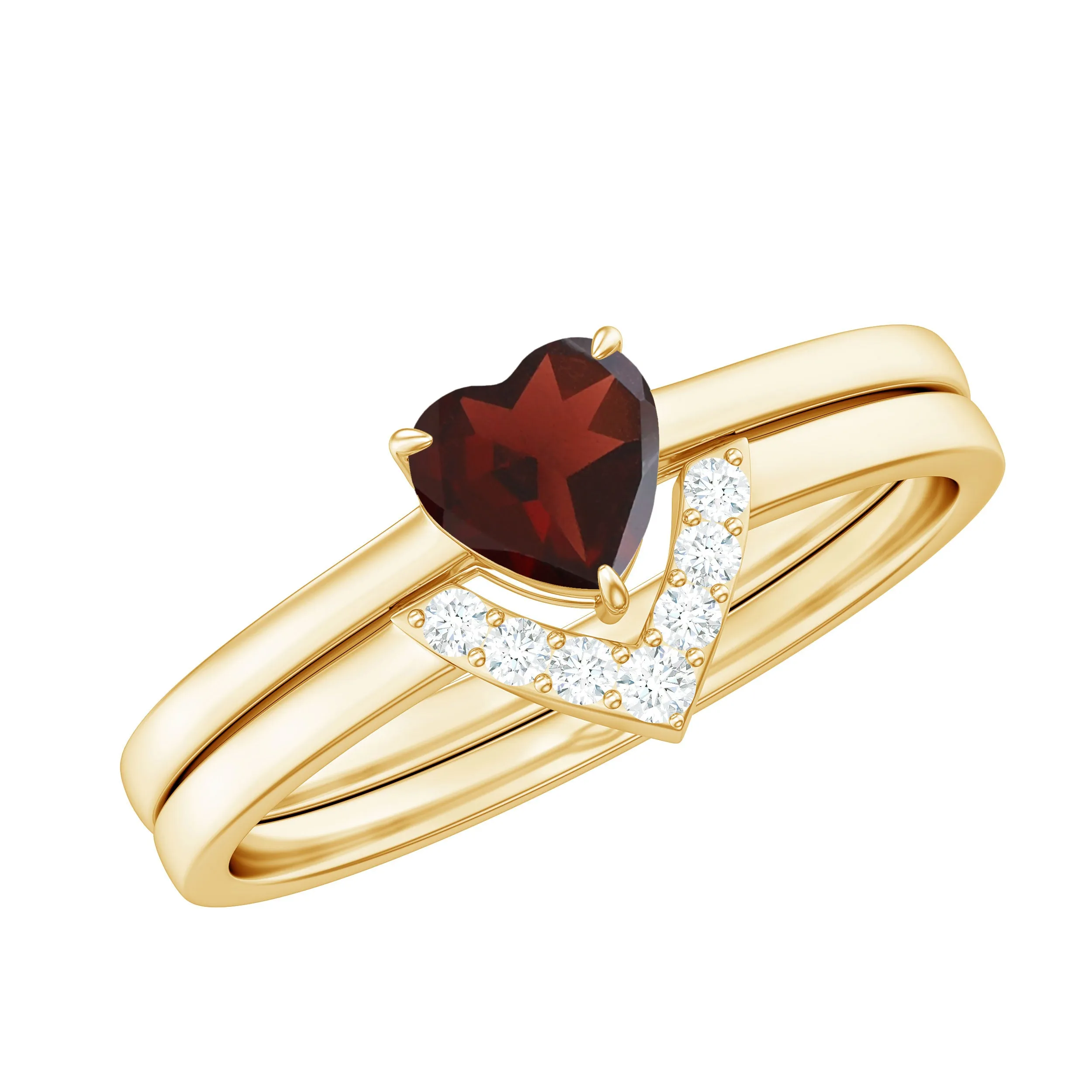 Certified Garnet and Diamond Ring Set