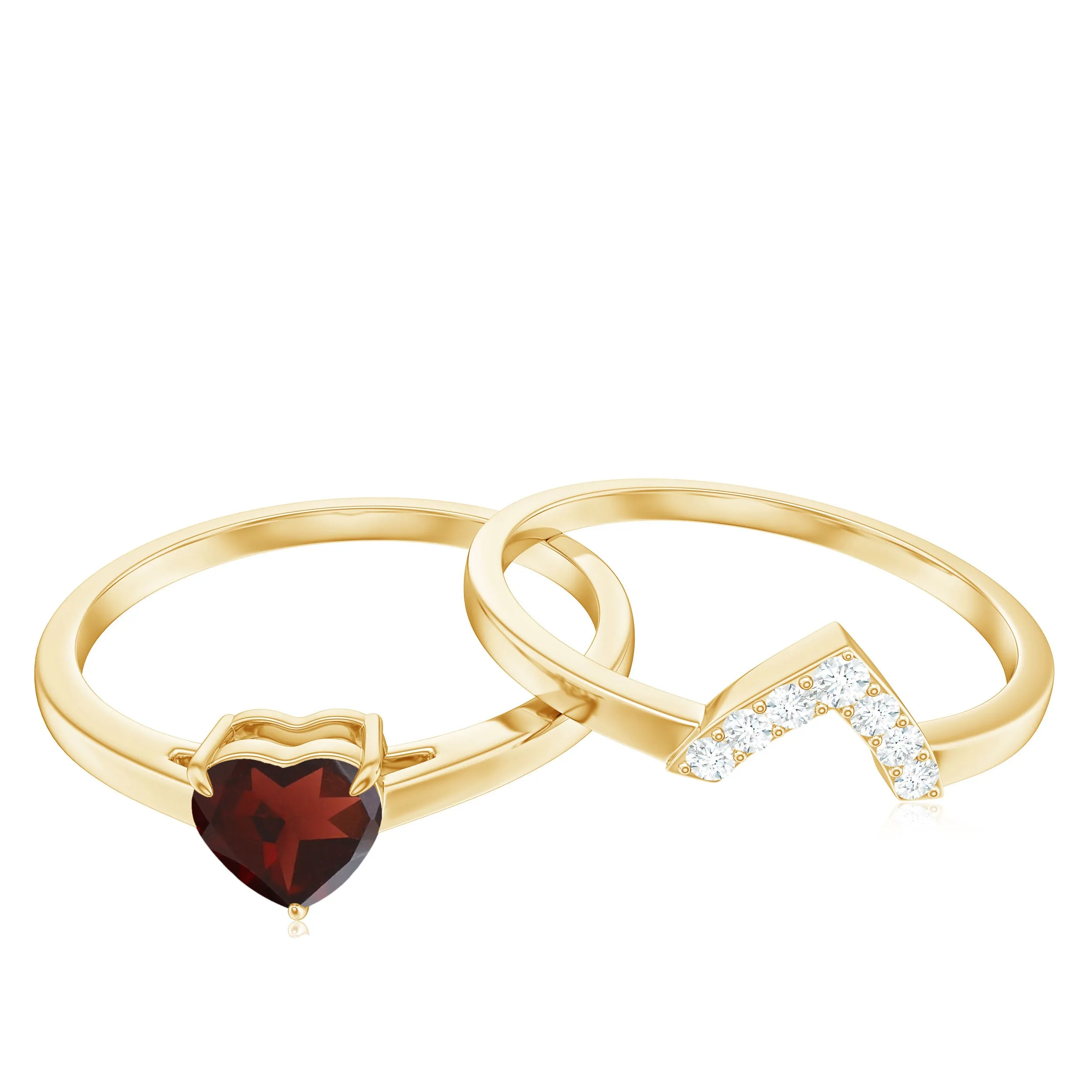 Certified Garnet and Diamond Ring Set