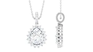 Certified Moissanite Teardrop Pendant in Prong Setting
