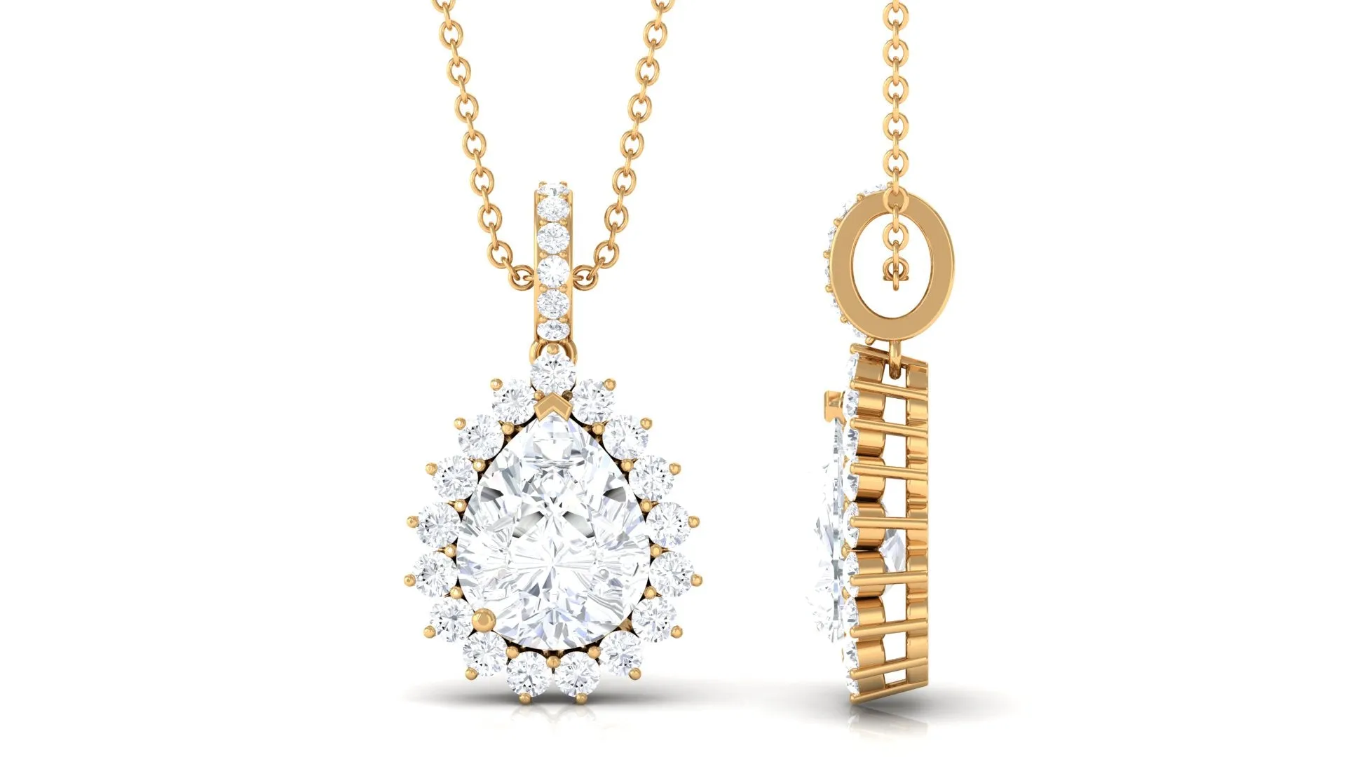 Certified Moissanite Teardrop Pendant in Prong Setting
