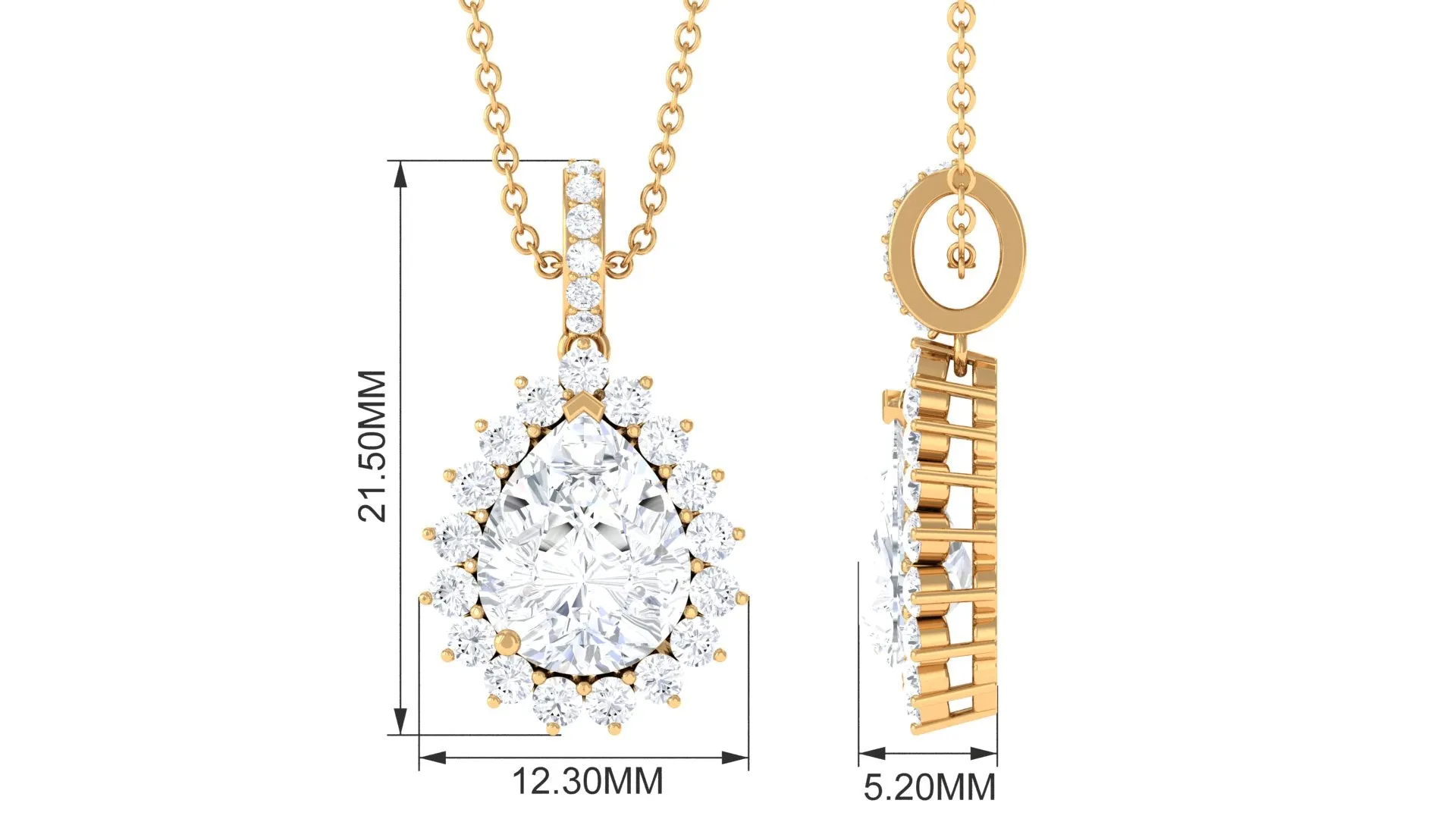 Certified Moissanite Teardrop Pendant in Prong Setting