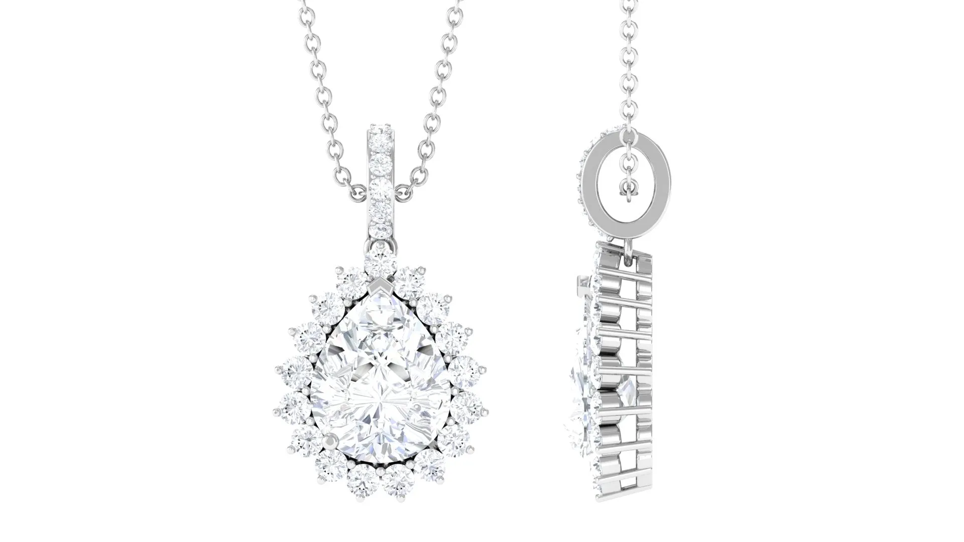 Certified Moissanite Teardrop Pendant in Prong Setting