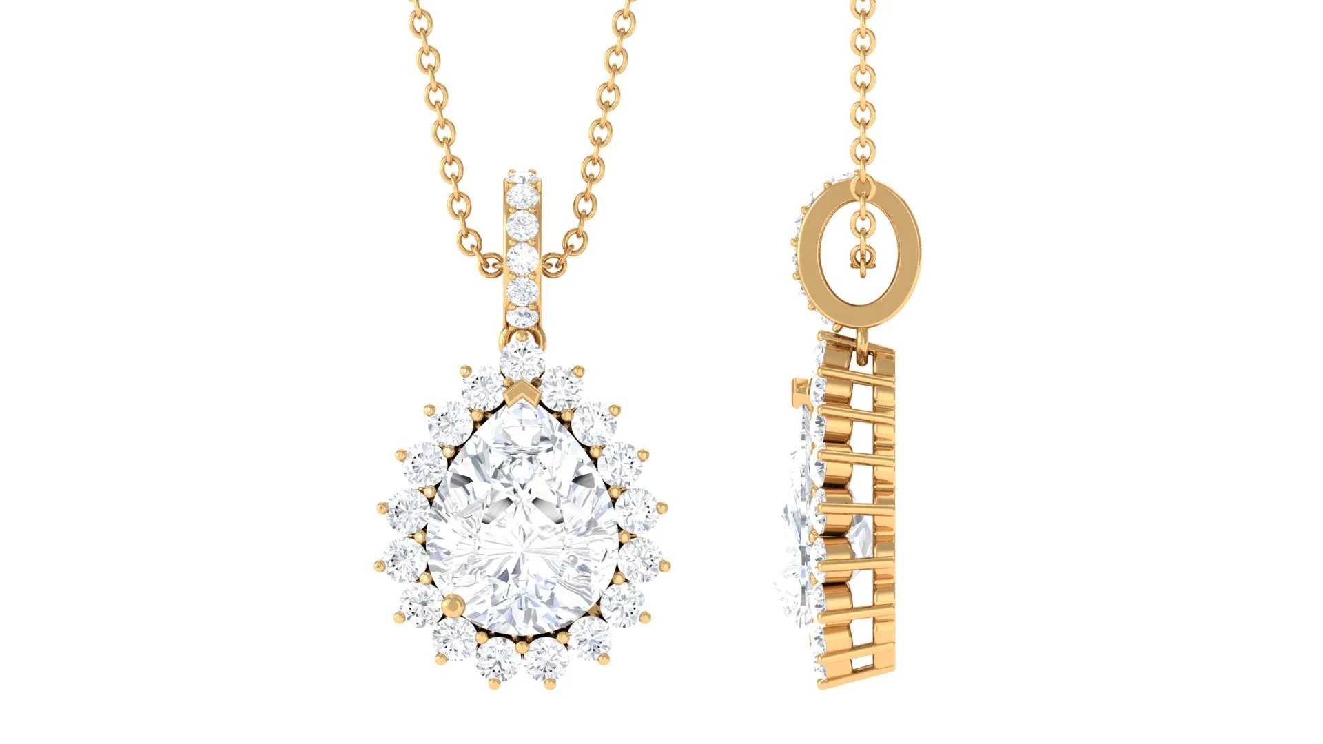 Certified Moissanite Teardrop Pendant in Prong Setting