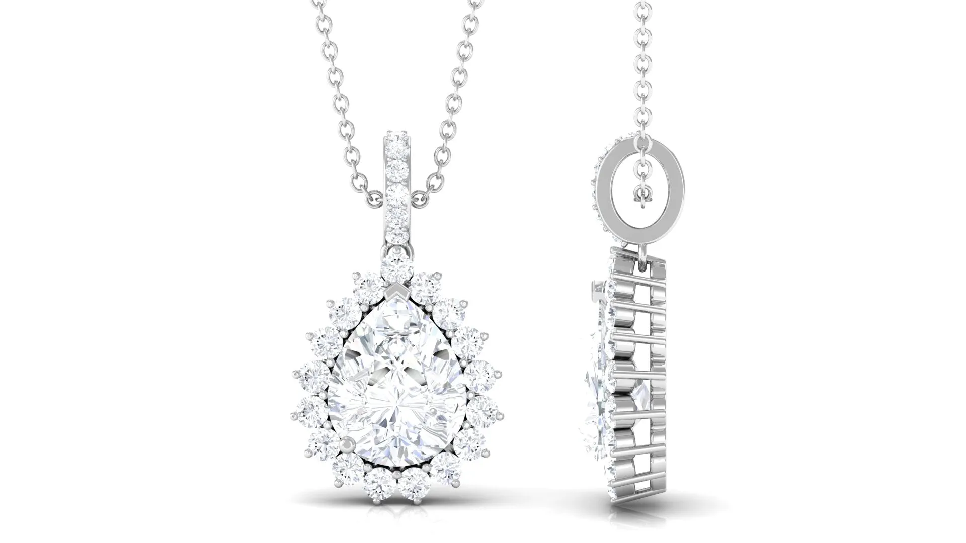 Certified Moissanite Teardrop Pendant in Prong Setting