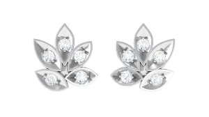 Certified Real Diamond Leaf Stud Earrings