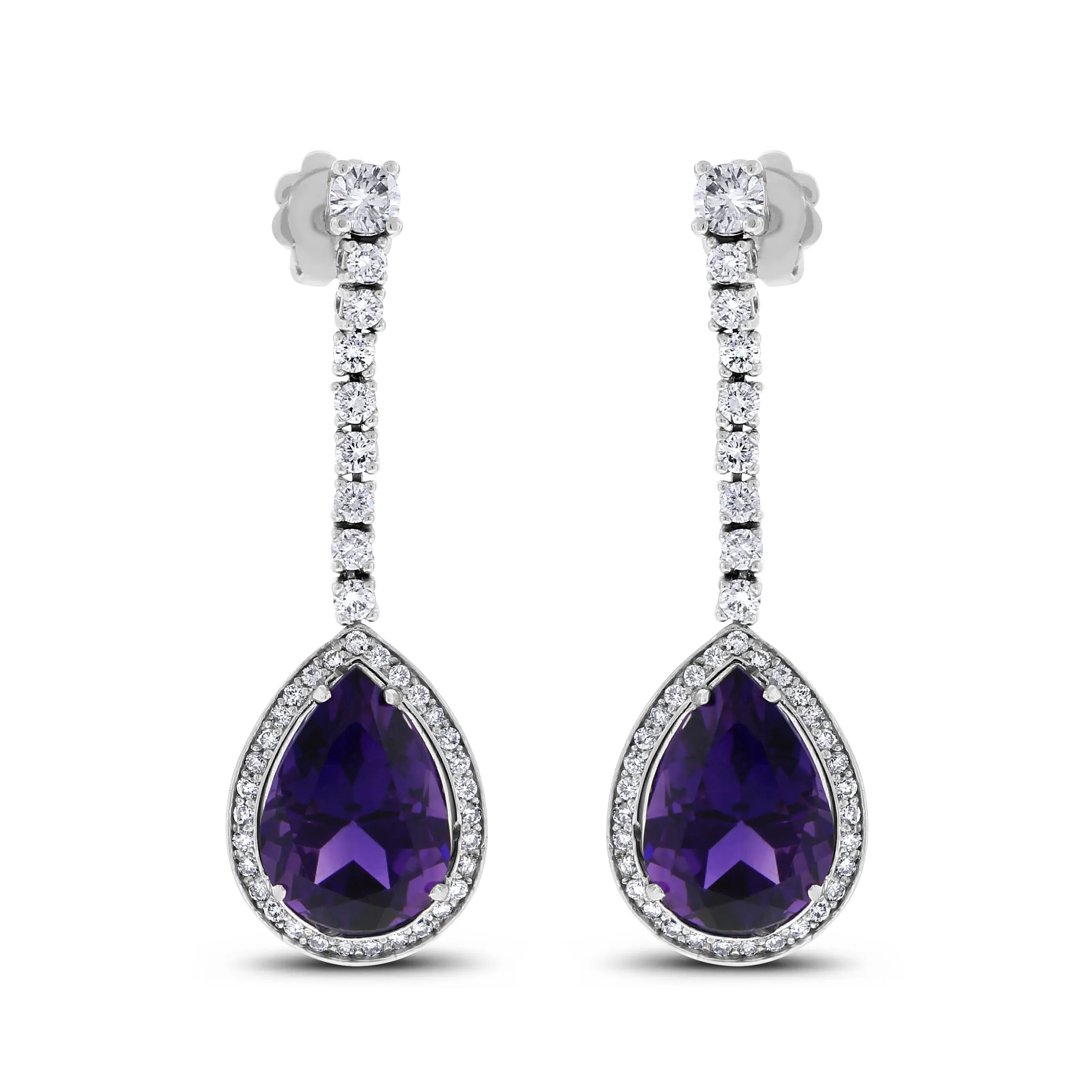Claire Amethyst & Diamond Earrings (12.86 ct Gemstones) in White Gold