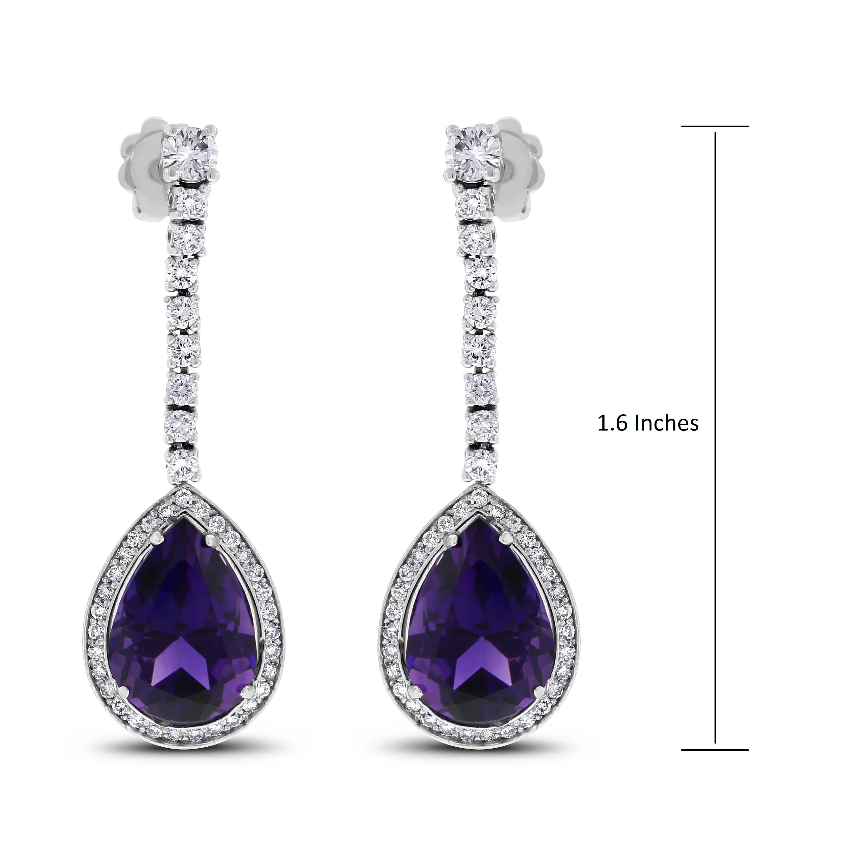 Claire Amethyst & Diamond Earrings (12.86 ct Gemstones) in White Gold