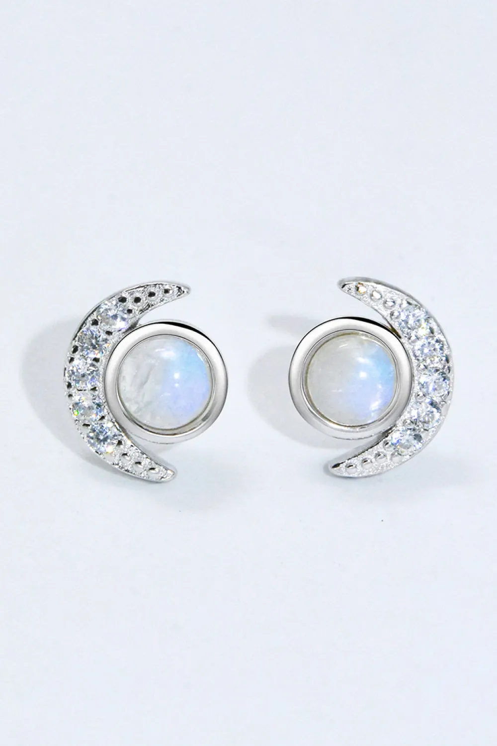 Crescent Moonstone Stud Earrings