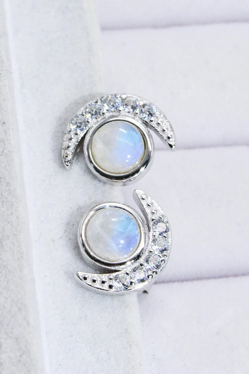 Crescent Moonstone Stud Earrings