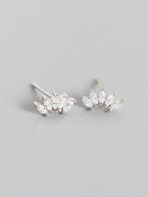 Crown Stud Earrings, .925 Sterling Silver Hypoallergenic Waterproof  Diamond Cubic Zirconia Luxury Stud Earrings