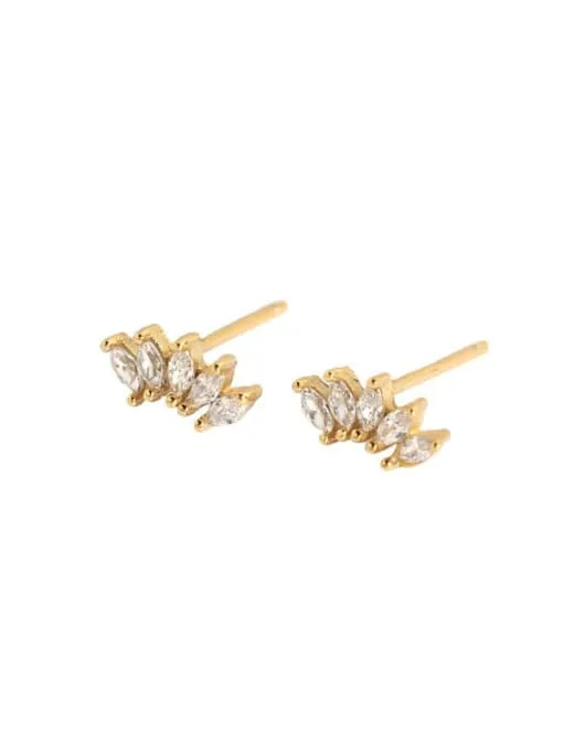 Crown Stud Earrings, .925 Sterling Silver Hypoallergenic Waterproof  Diamond Cubic Zirconia Luxury Stud Earrings