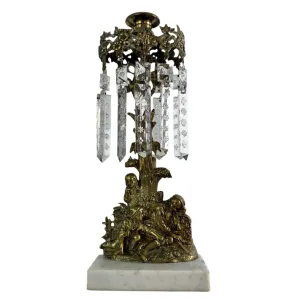 Crystal Candle Stick, Brass, Vintage, Ornate
