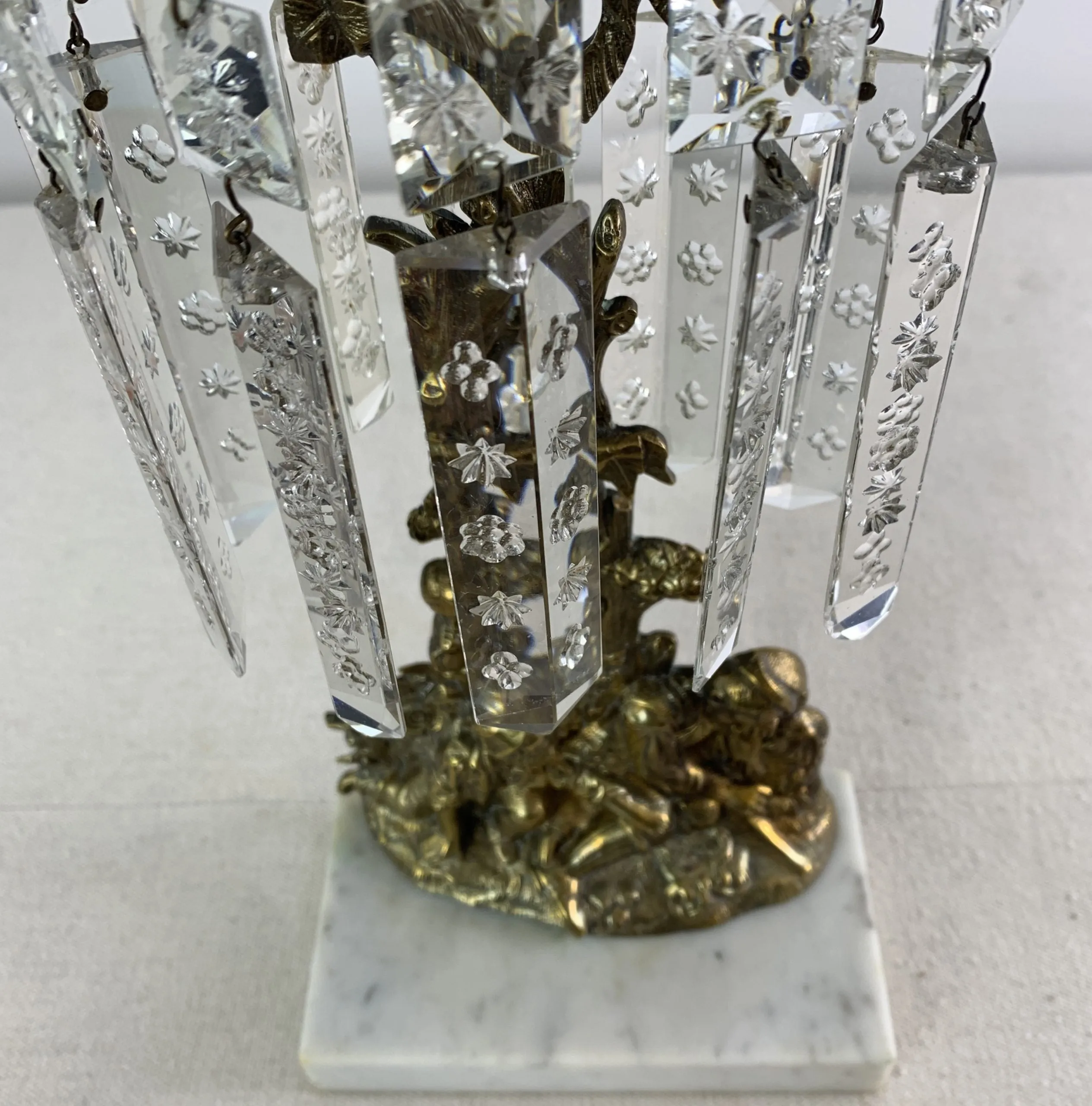 Crystal Candle Stick, Brass, Vintage, Ornate