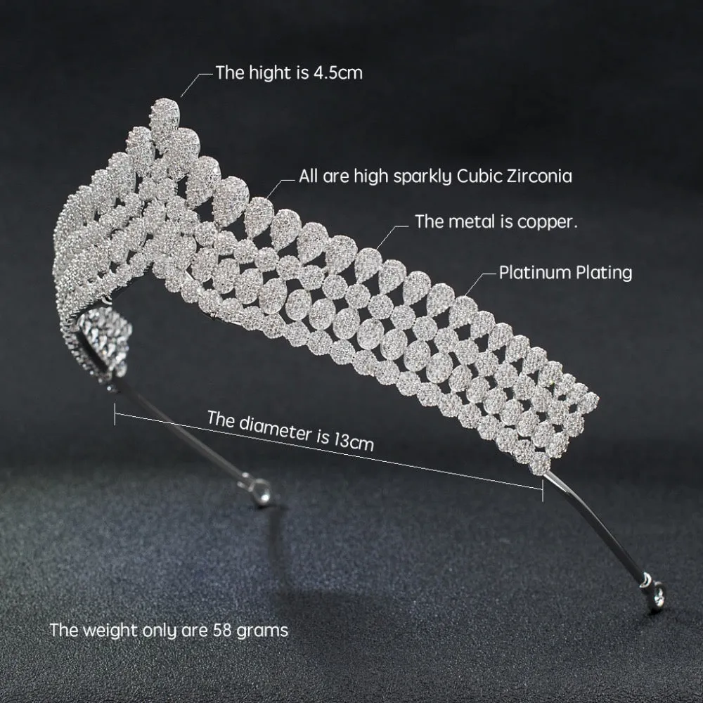 Cubic Zirconia Classic Wedding Bridal Royal Tiara Diadem Crown CH10169