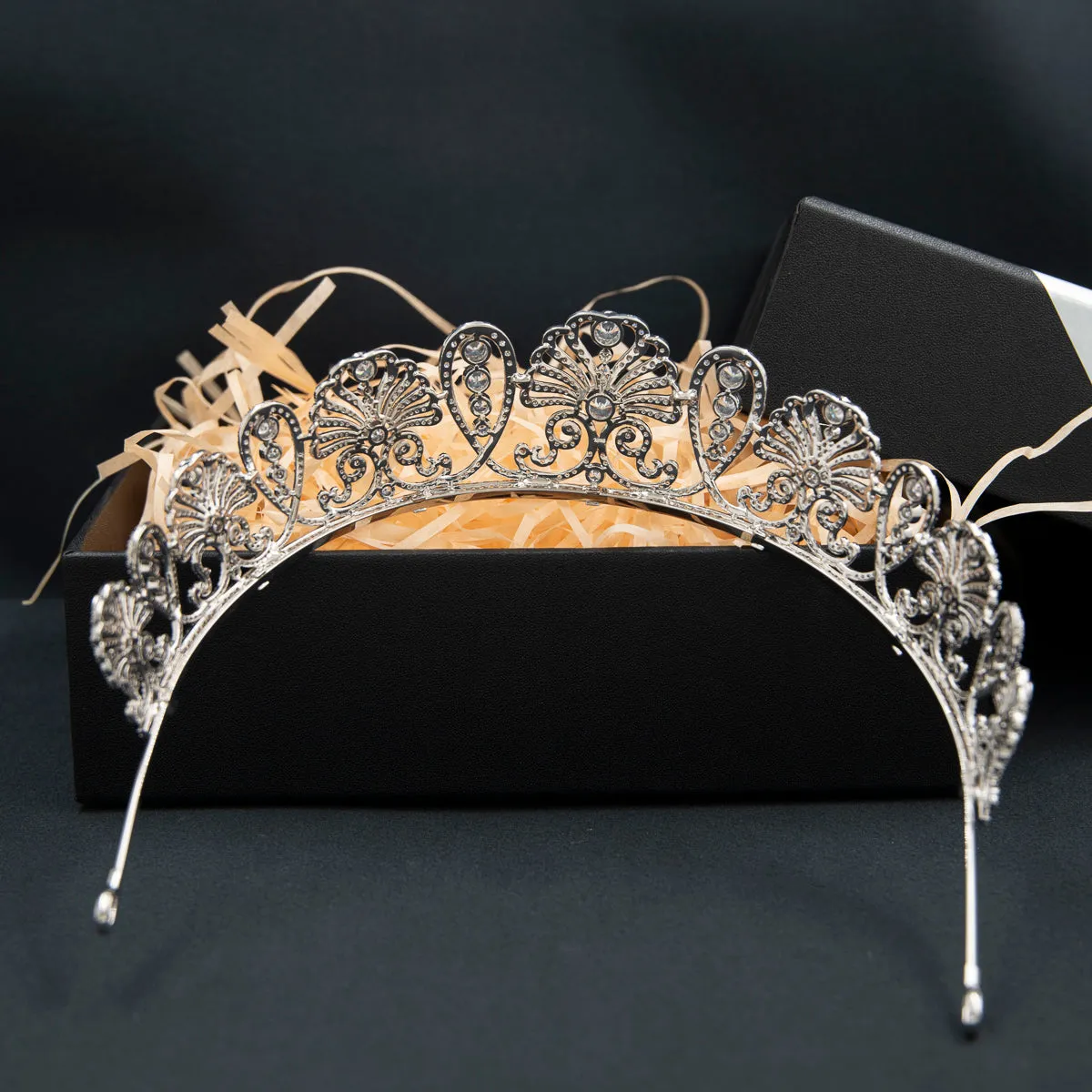 Cubic Zirconia Flower Tiara for Wedding,Pearls Crystal Tiaras Diadem for Bridal CH10377