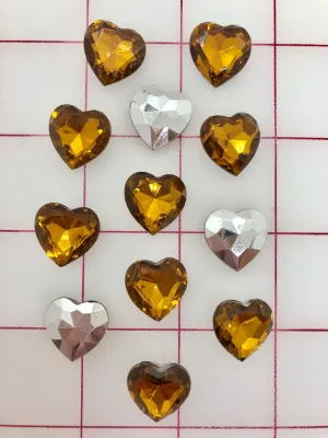 Decorative Gems - Acrylic Gems Smoked Topaz Hearts 3/4-inch Close-Out