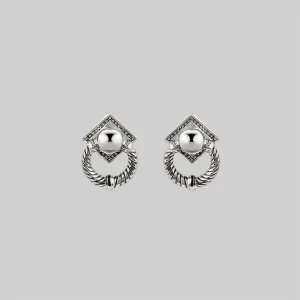 DEFEND. Ornate Grand Door Knocker Earrings - Silver