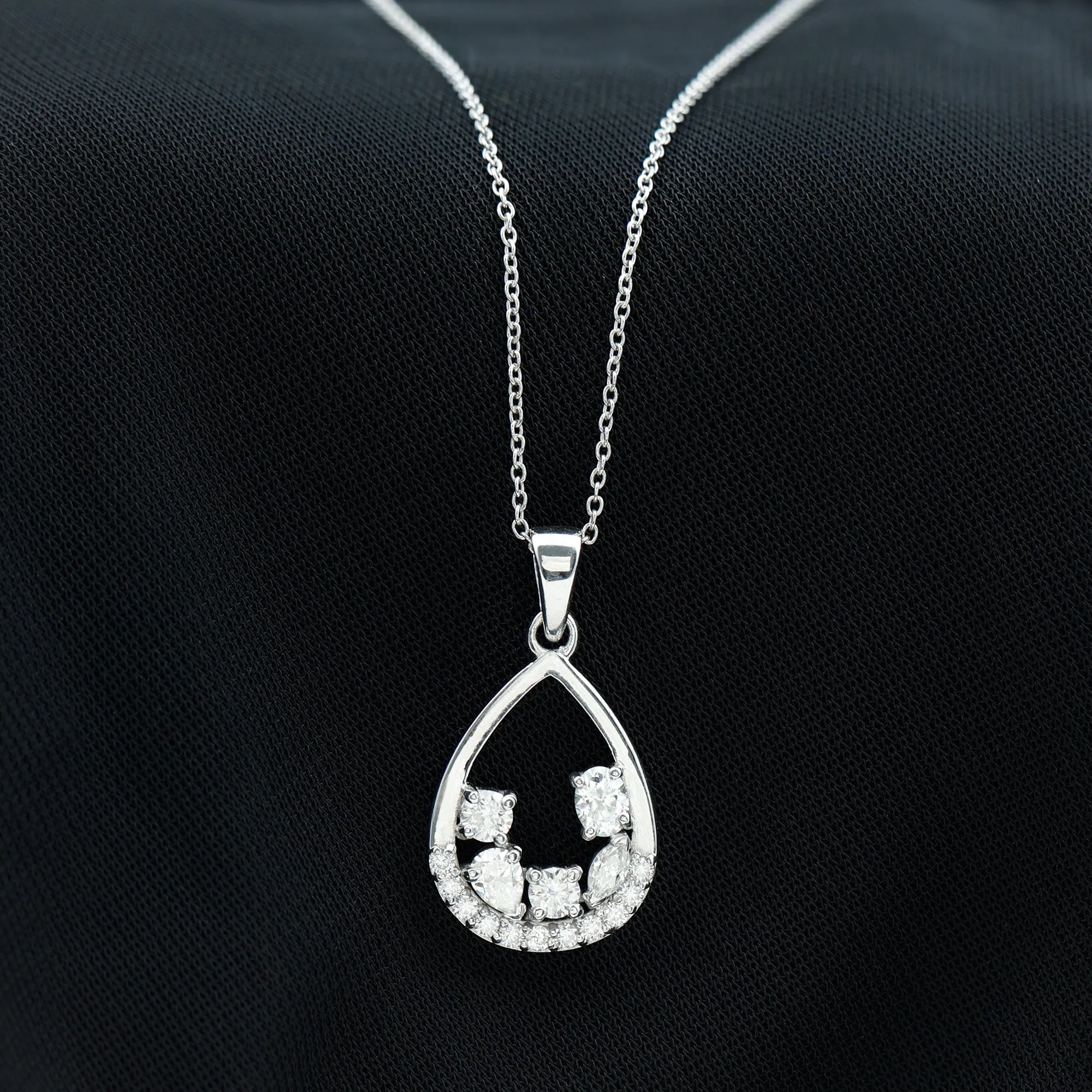 Designer Moissanite Teardrop Pendant Necklace
