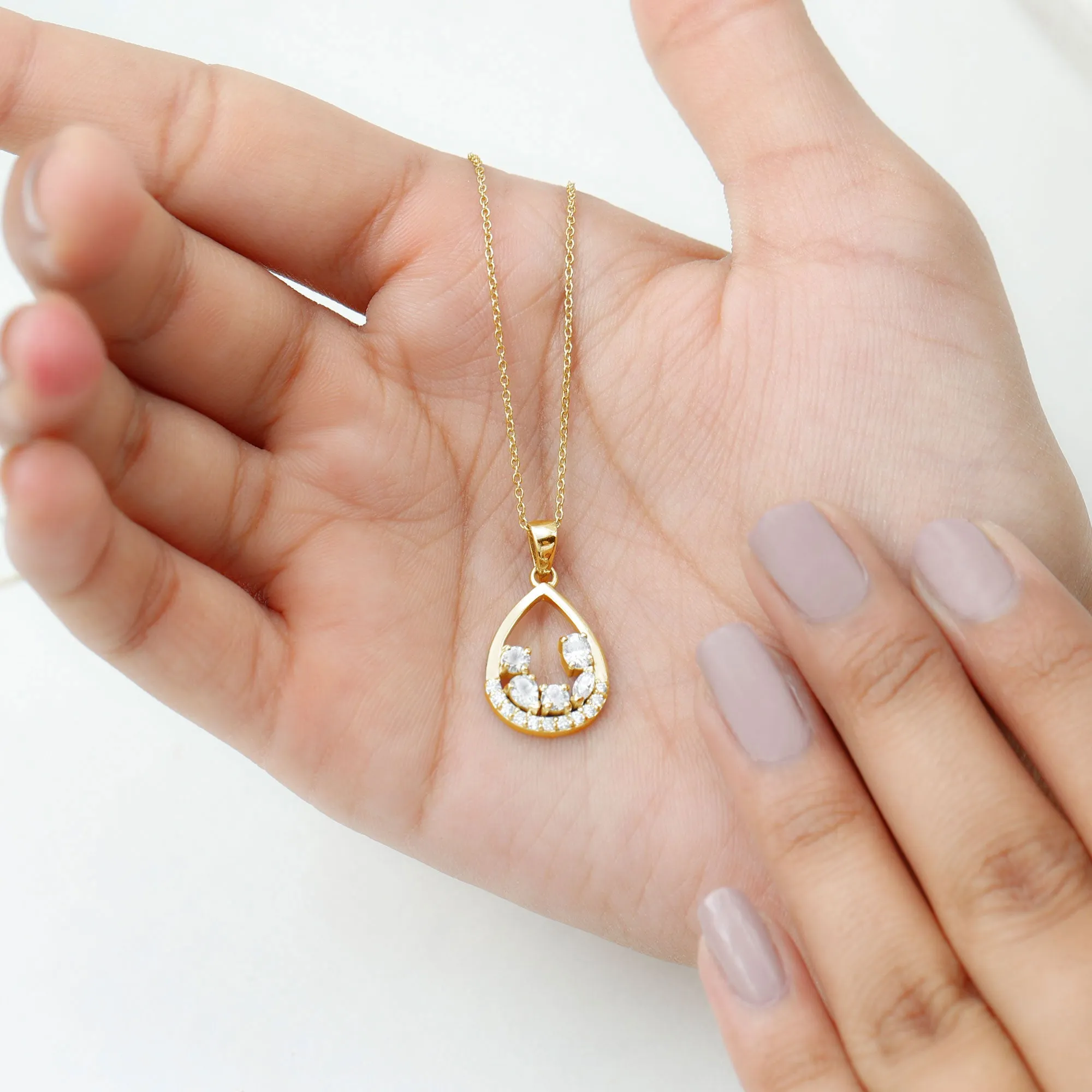 Designer Moissanite Teardrop Pendant Necklace