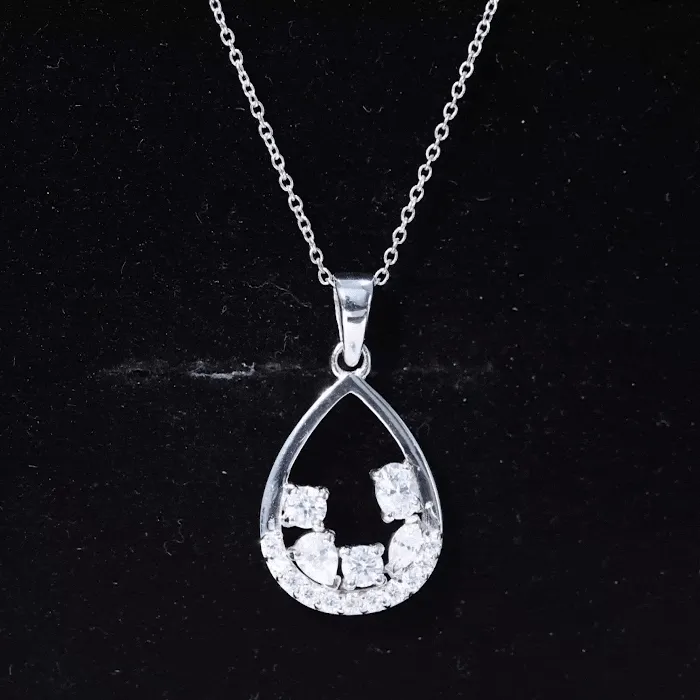 Designer Moissanite Teardrop Pendant Necklace