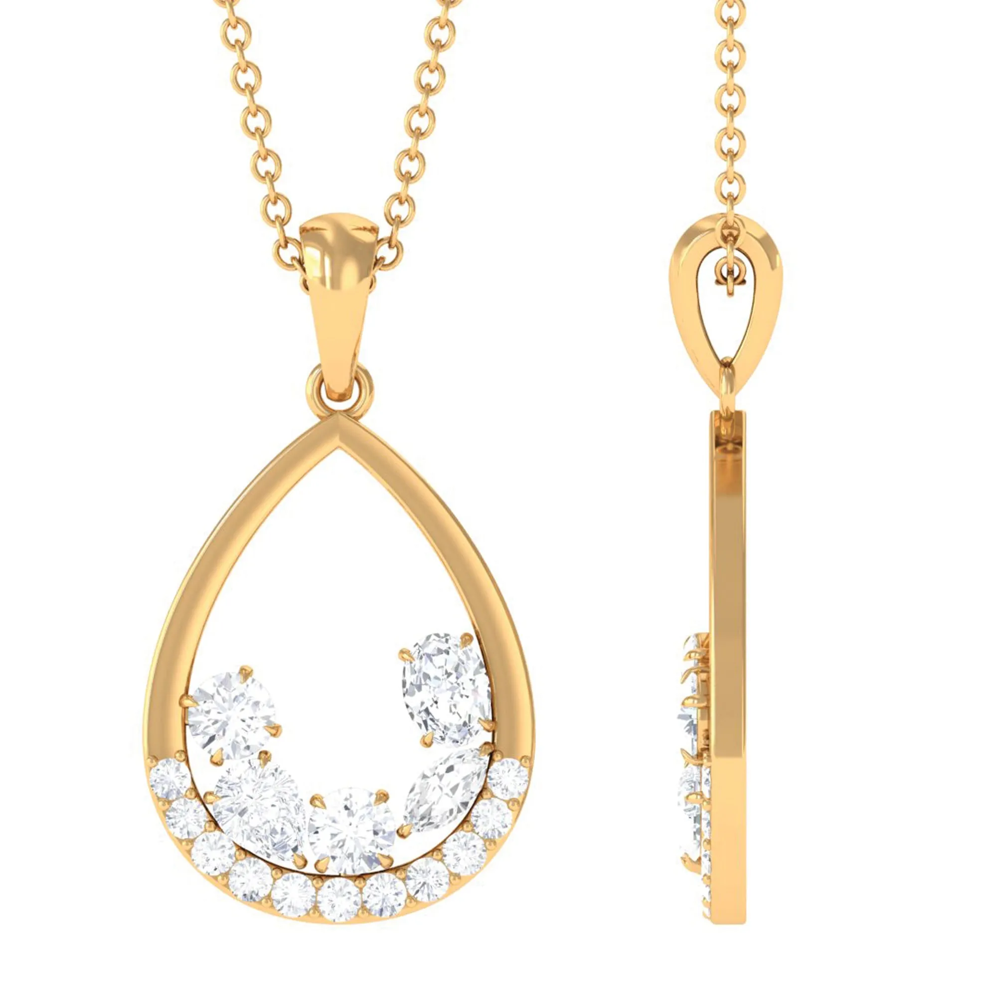Designer Moissanite Teardrop Pendant Necklace