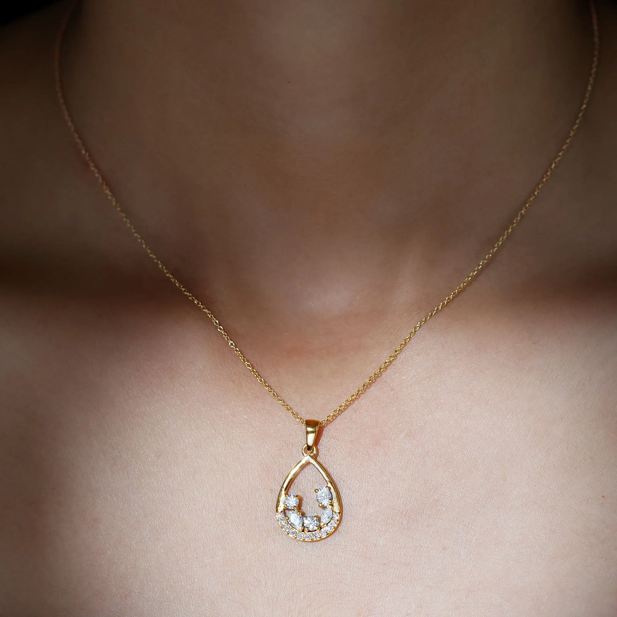 Designer Moissanite Teardrop Pendant Necklace