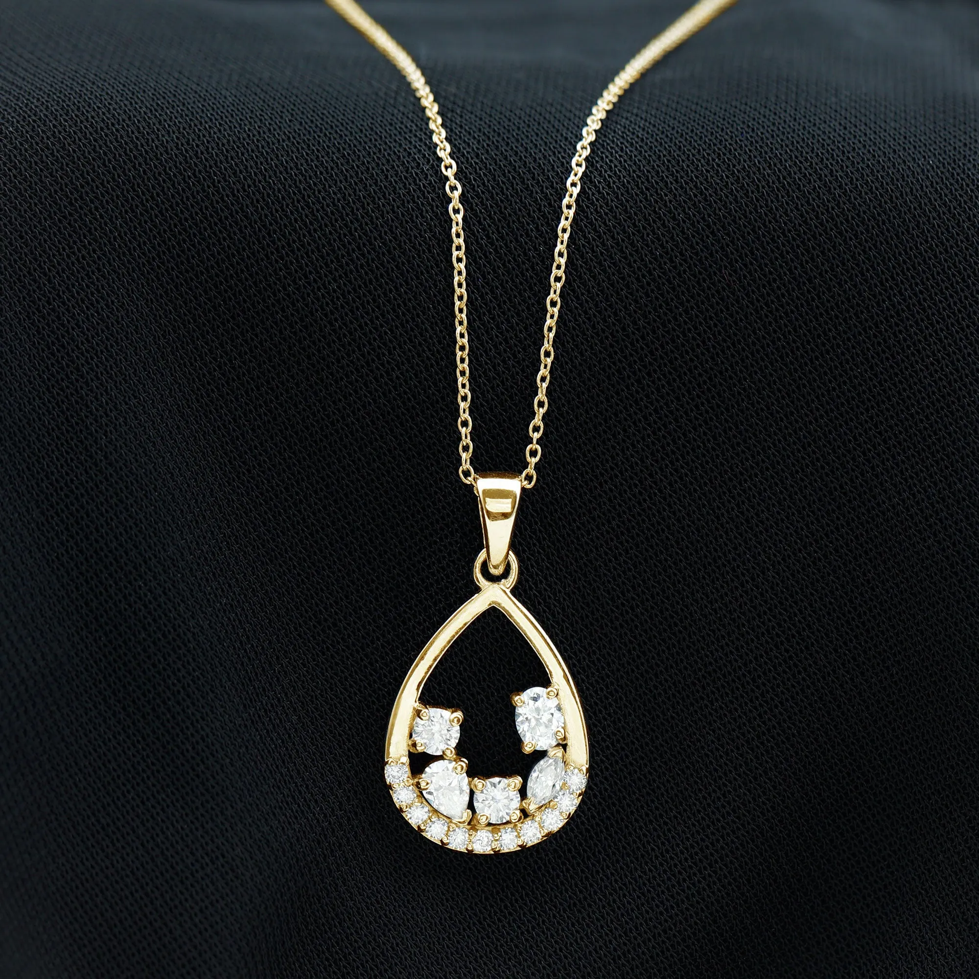 Designer Moissanite Teardrop Pendant Necklace
