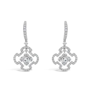 Diamond Dangle Clover Earrings