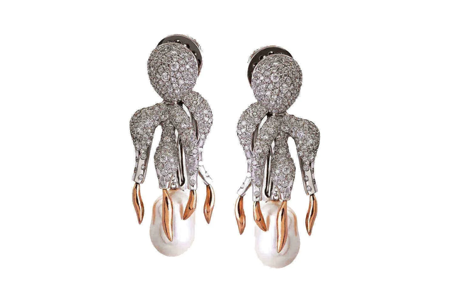 Diamond Octopus Earrings