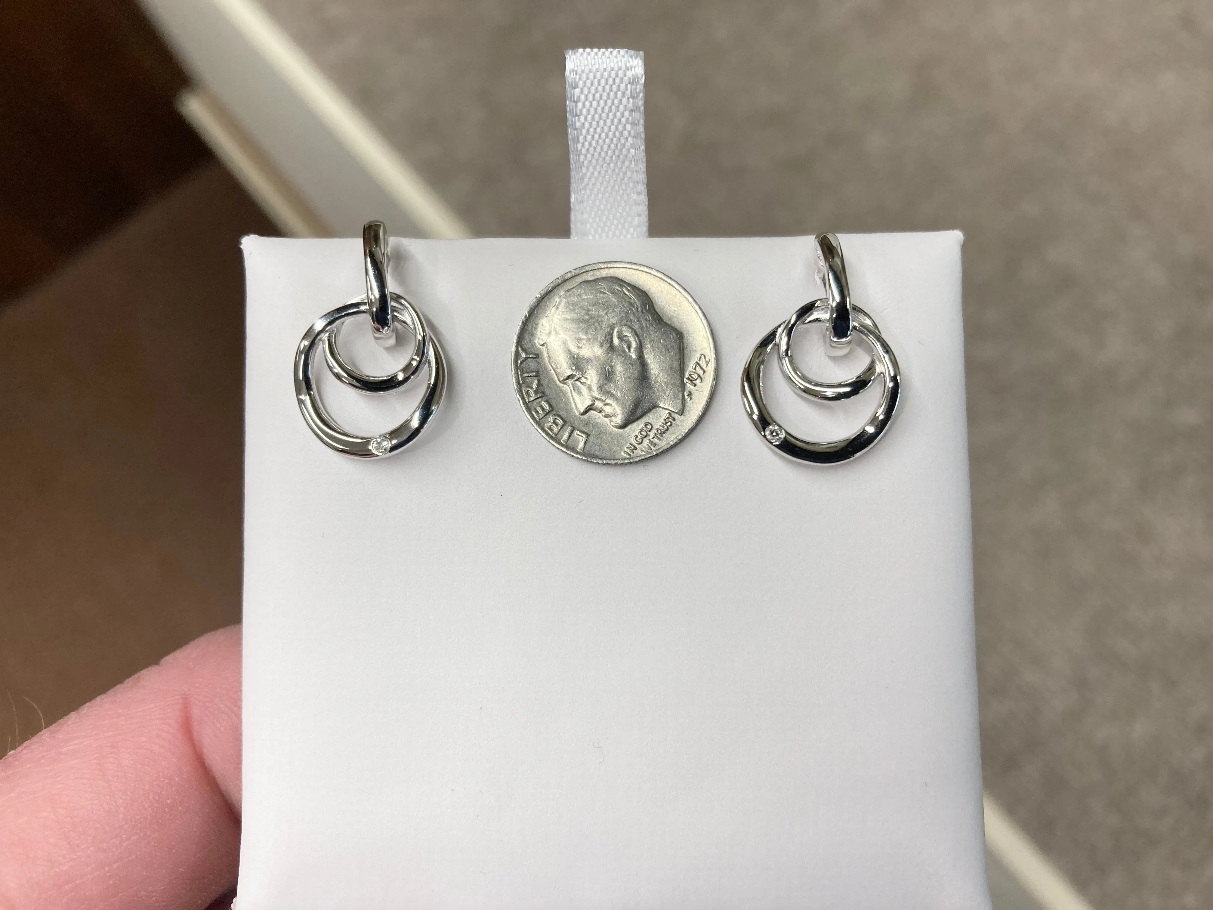 Diamond Silver Circle Earrings