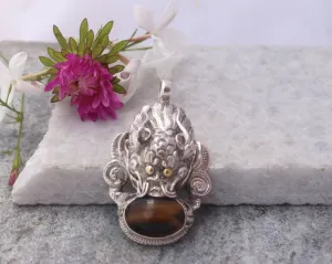 Dragon Head Tiger Eye Sterling Silver Pendant