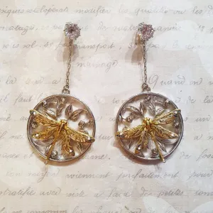 Dragonfly Earrings by Bill Skinner Enamel silver Gold Art Nouveau style