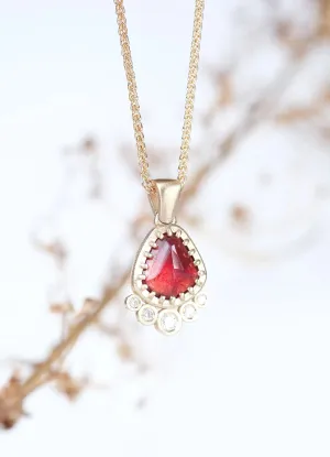 Dusky Pink/Orange Tourmaline & 9ct Yellow Gold Pendant