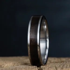 Ebony inlay titanium ring