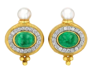 Emerald and Pearl Earrings