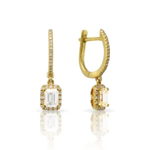 Emerald-Cut Diamond Drop Earrings